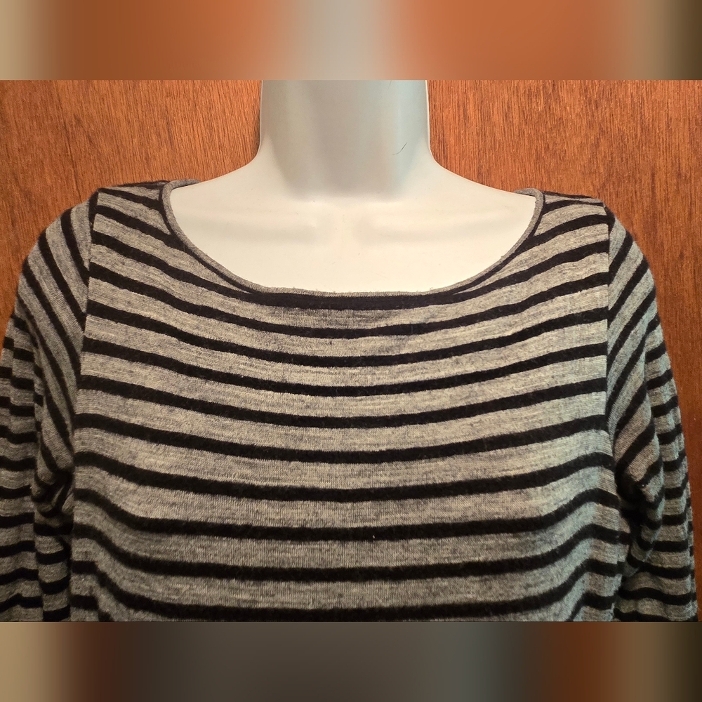 Alice + Olivia Black & Gray Striped Mini Dress SzL - Picture 4 of 7
